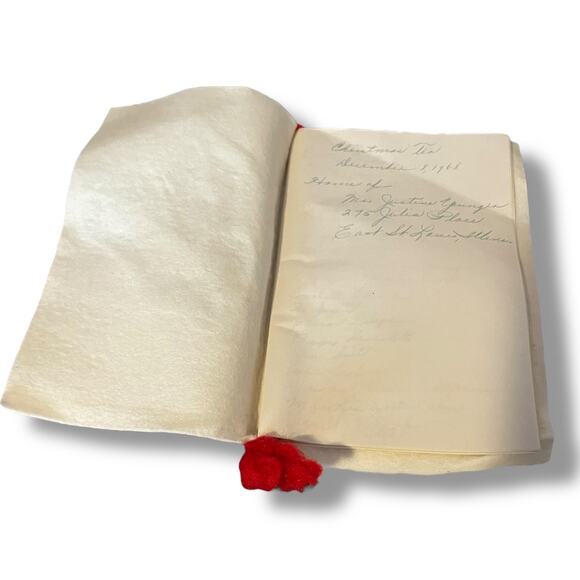 Vintage 1968 Christmas Memory Guest Book Felt Holly Cover Handwritten Signatures - Picture 2 of 6
